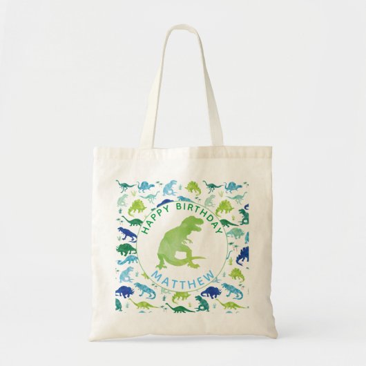 Happy Birthday Dinosaur Gepersonaliseerde Kinderen Tote Bag (Voorkant)