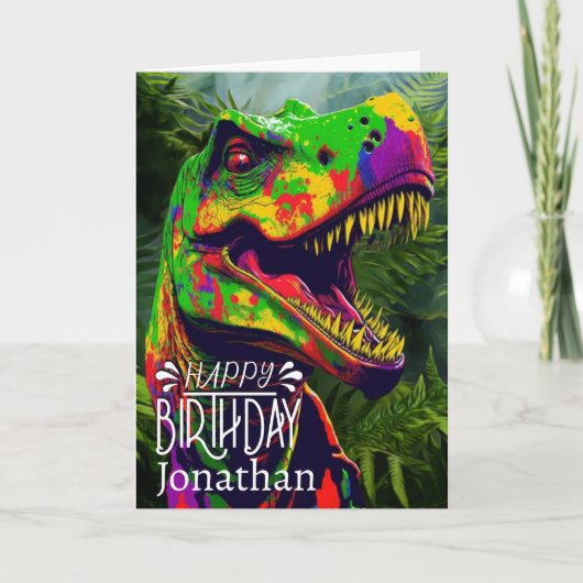 Happy Birthday Dinosaur Oerwoud Roar Kaart (Voorkant)
