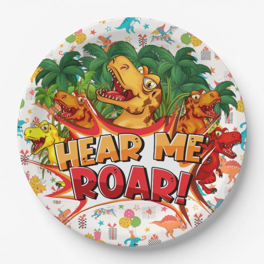 Happy Birthday Dinosaur Papieren Bordje (Voorkant)