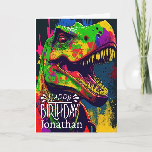 Happy Birthday Dinosaur Roar Kaart (Voorkant)