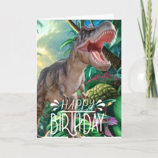 Happy Birthday Dinosaur T Rex Jurassic Kaart (Voorkant)