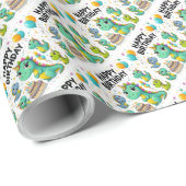 Happy Birthday Dinosaurs Cadeaupapier (Rol Hoek)