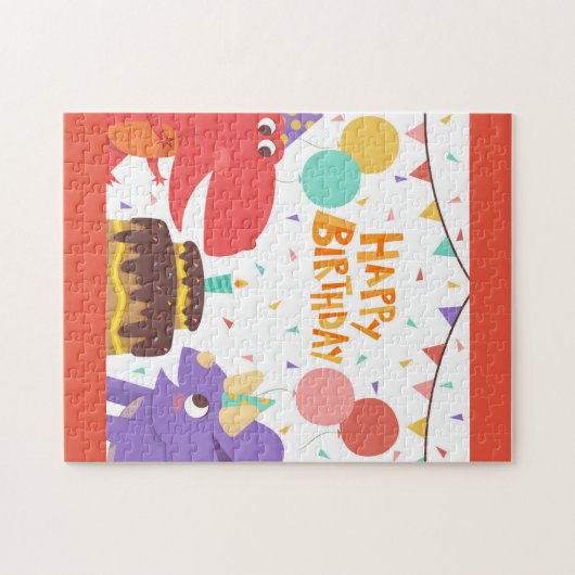 Happy Birthday Dinosaurs Legpuzzel (Horizontaal)
