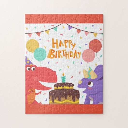 Happy Birthday Dinosaurs Legpuzzel (Verticaal)