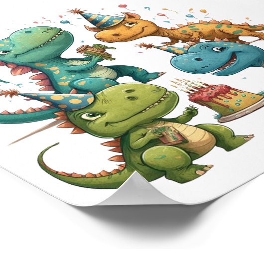 Happy Birthday Dinosaurs Poster (Hoek)