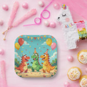Happy birthday dinosaurs theme papieren bordje (Feest)