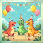 Happy birthday dinosaurs theme raamsticker (Vel 3)
