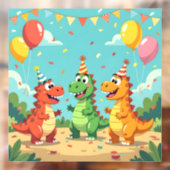 Happy birthday dinosaurs theme raamsticker (Vel 2)