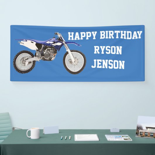 Happy Birthday Dirt Bike Kinderverjaardagsbanner Spandoek (Beurs)