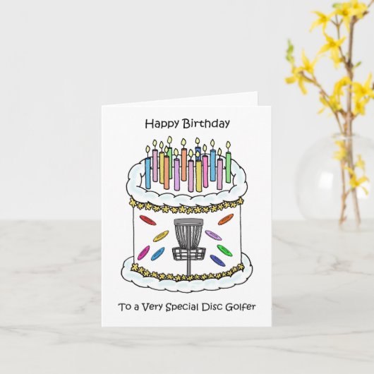Happy Birthday Disc Golf Player Kaart (Gele Bloem)