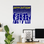 "HAPPY BIRTHDAY" DISCO DANCERS POSTER (Thuiskantoor)