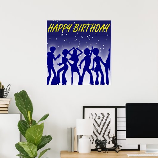 "HAPPY BIRTHDAY" DISCO DANCERS POSTER (Thuiskantoor)