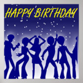 "HAPPY BIRTHDAY" DISCO DANCERS POSTER (Voorkant)