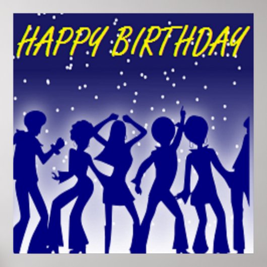 "HAPPY BIRTHDAY" DISCO DANCERS POSTER (Voorkant)