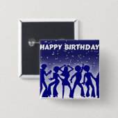 Happy Birthday Disco Dancers Vierkante Button 5,1 Cm (Voorkant /achterkant)