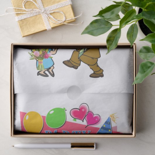 Happy Birthday-discussiestuk Tijd Tissuepapier (Geschenk)