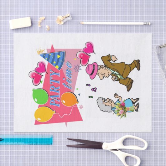 Happy Birthday-discussiestuk Tijd Tissuepapier (Craft)