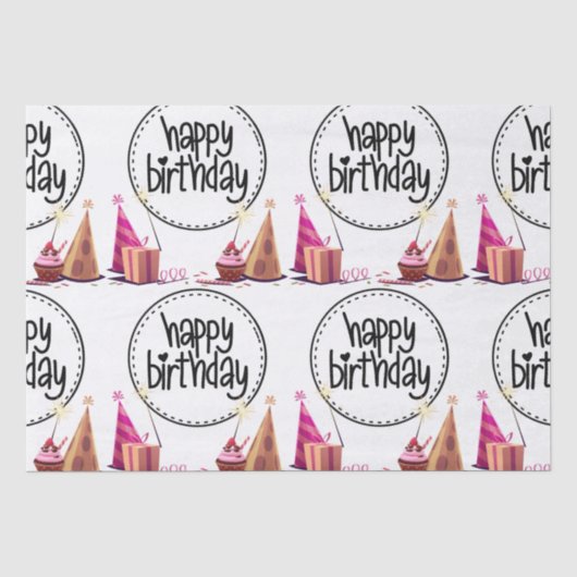 Happy Birthday-discussiestuk Tissuepapier (Voorkant)