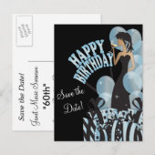 Happy Birthday Diva Girl | DIY-naam | Aqua Aankondigingskaart (Voorkant / Achterkant)