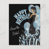 Happy Birthday Diva Girl | DIY-naam | Aqua Aankondigingskaart (Voorkant)