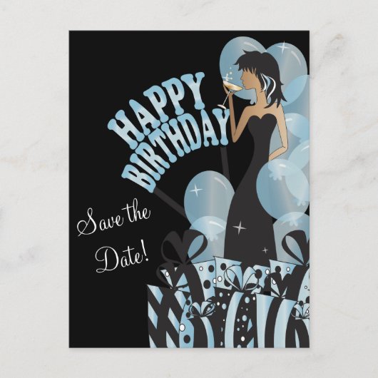 Happy Birthday Diva Girl | DIY-naam | Aqua Aankondigingskaart (Voorkant)