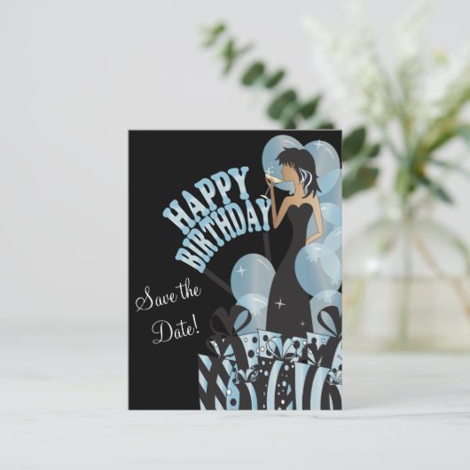 Happy Birthday Diva Girl | DIY-naam | Aqua Aankondigingskaart (Staand voorkant)