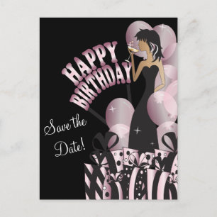 Happy Birthday Diva Girl   DIY-naam   Roze Aankondigingskaart