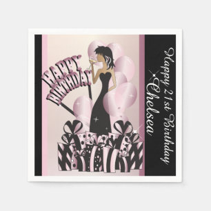 Happy Birthday Diva Girl DIY-naam Roze Servetten