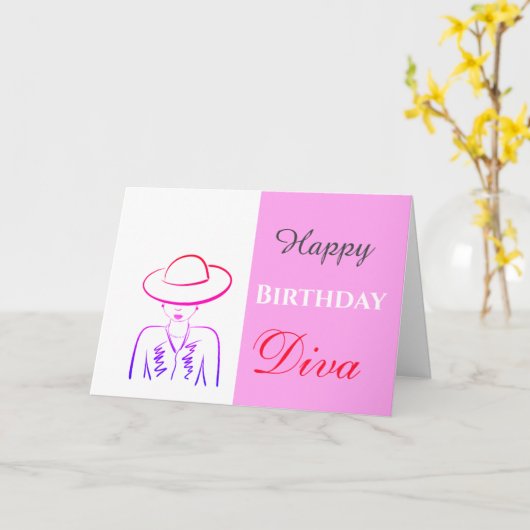 Happy Birthday Diva Kaart (Gele Bloem)