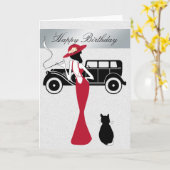 Happy Birthday Diva Kaart Elegante Vrouw (Gele Bloem)