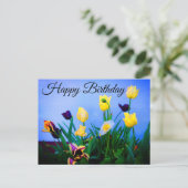 Happy Birthday Diverse Tulips #2 Briefkaart (Staand voorkant)