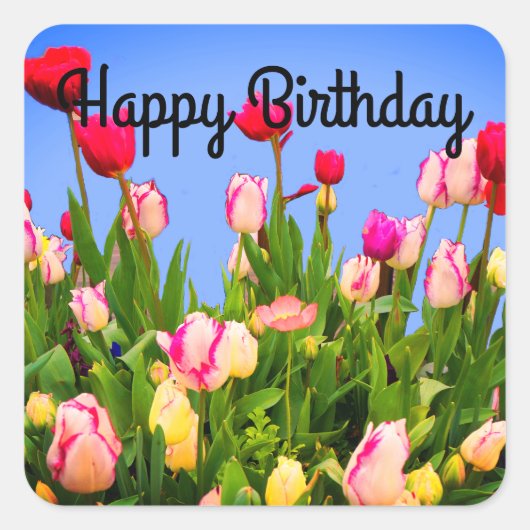 Happy Birthday Diverse Tulips #3 Stickers (Voorkant)