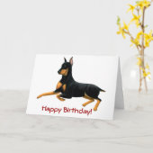 Happy Birthday Doberman Dog Kaart (Gele Bloem)