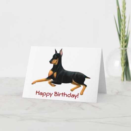 Happy Birthday Doberman Dog Kaart (Voorkant)