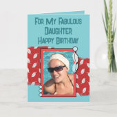 Happy Birthday dochter foto groen rood Kaart (Voorkant)