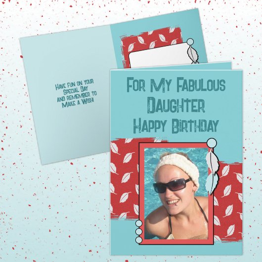 Happy Birthday dochter foto groen rood Kaart