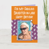 Happy Birthday-dochter in de wet foto paars sinaas Kaart (Voorkant)