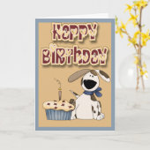 Happy Birthday Dog And Cake Kaart (Gele Bloem)