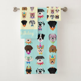 Happy Birthday Dog bezoekt jonge dieren Bad Handdoek