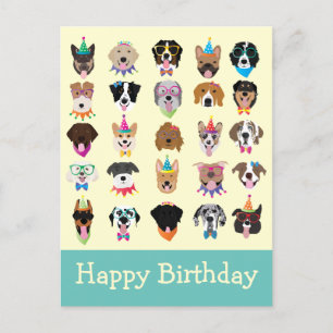 Happy Birthday Dog bezoekt jonge dieren Briefkaart
