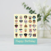 Happy Birthday Dog bezoekt jonge dieren Briefkaart (Staand voorkant)
