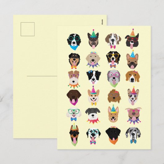 Happy Birthday Dog bezoekt jonge dieren Feestdagenkaart (Voorkant / Achterkant)