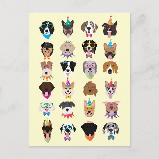 Happy Birthday Dog bezoekt jonge dieren Feestdagenkaart (Voorkant)