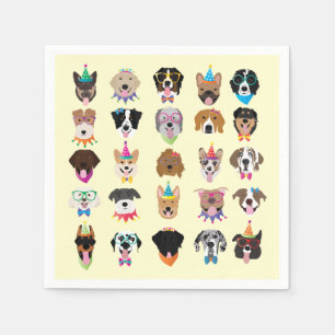 Happy Birthday Dog bezoekt jonge dieren Servet