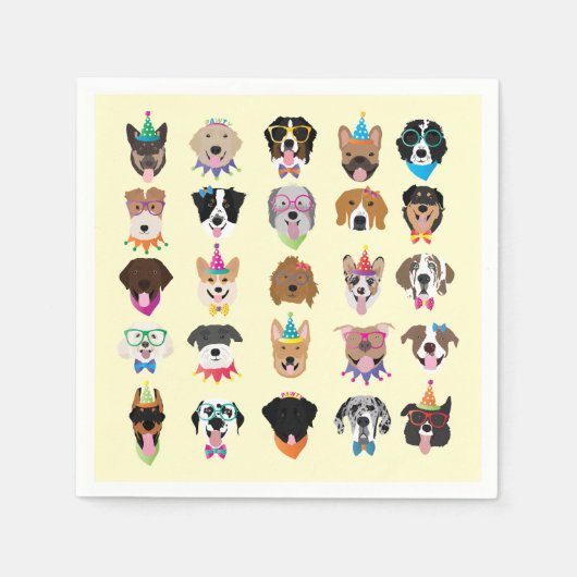 Happy Birthday Dog bezoekt jonge dieren Servet (Voorkant)