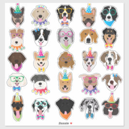 Happy Birthday Dog bezoekt jonge dieren Sticker