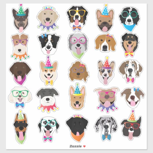 Happy Birthday Dog bezoekt jonge dieren Sticker (Vel)