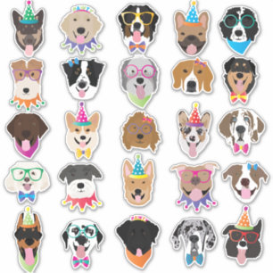 Happy Birthday Dog bezoekt jonge dieren Sticker