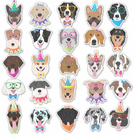 Happy Birthday Dog bezoekt jonge dieren Sticker (Voorkant)