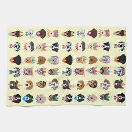 Happy Birthday Dog bezoekt jonge dieren Theedoek